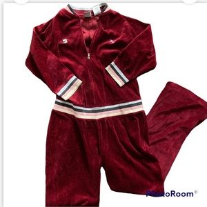 vintage fila red velvet jumpsuit